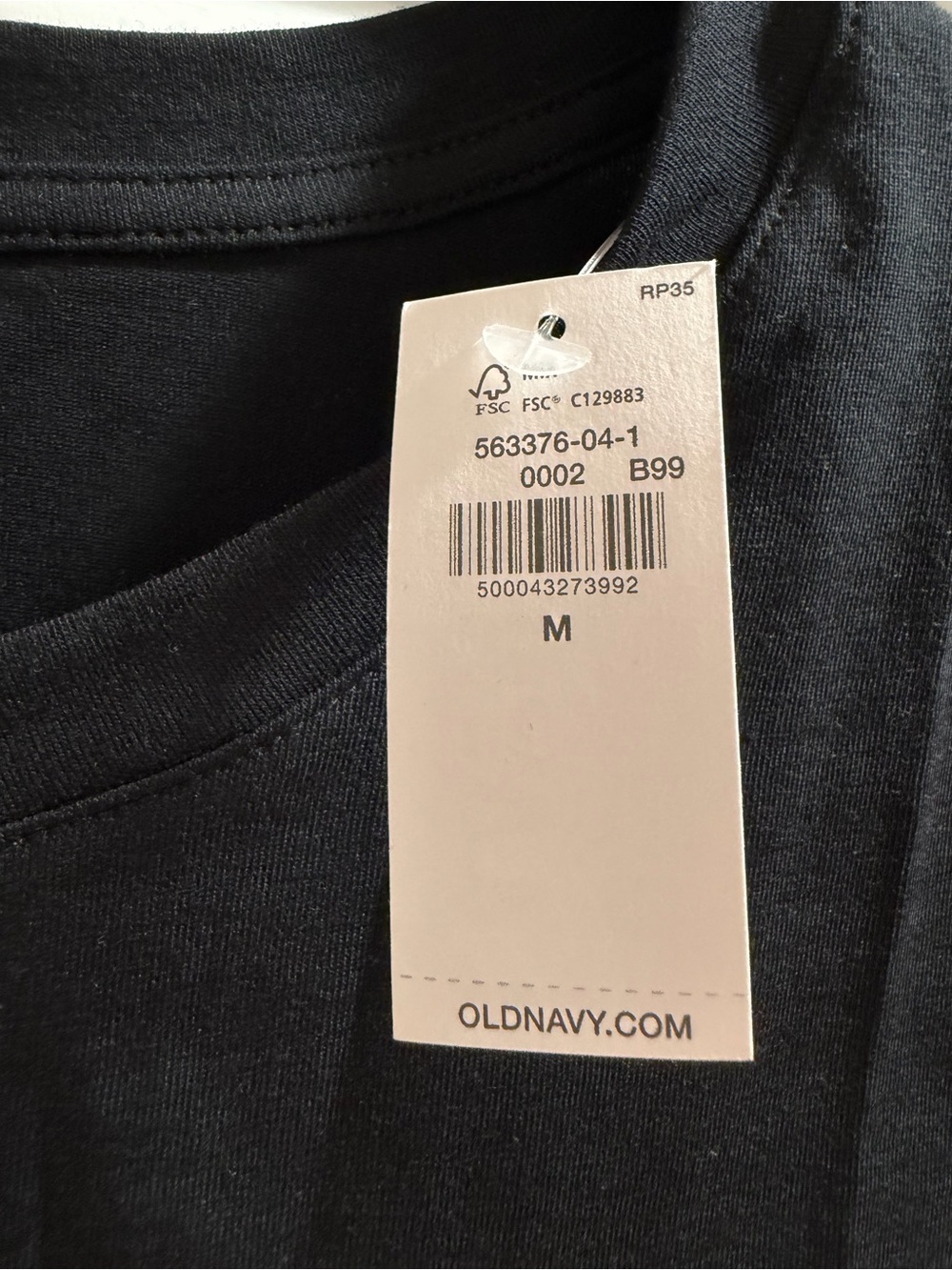 NWT! Old Navy (Size M) Maternity Snug Black Crewneck Short Sleeve Tee - Picture 4 of 6
